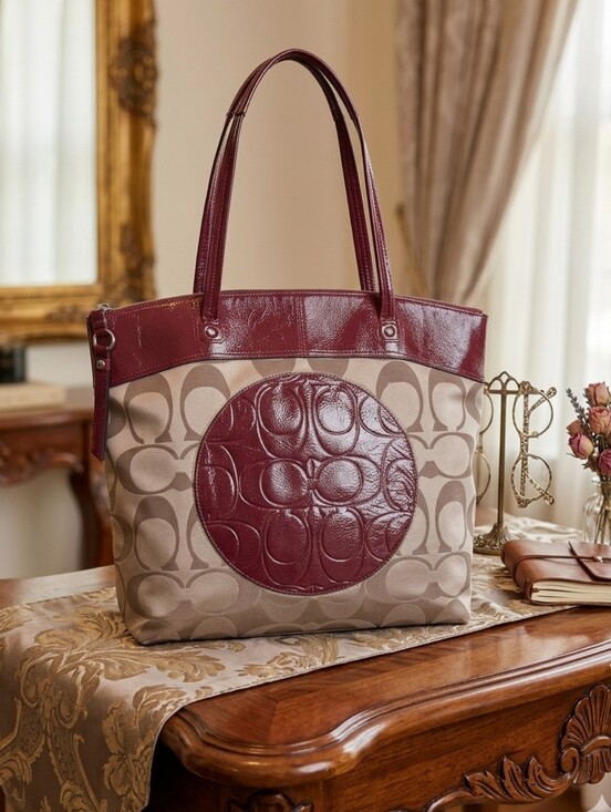 Coach Handbags - Coach Laura Signature Tote F18335 -Berry